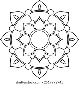 design de mandala simples para adultos e crianças livro de coloração, arte elegante mandala