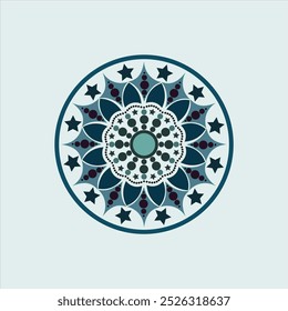 Design de mandala simples para uso em segundo plano, mandala verde, azul e estrela para uso comercial.