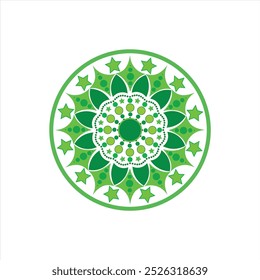 Design de mandala simples para uso em segundo plano, mandala verde, azul e estrela para uso comercial.