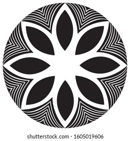 Simple mandala design with cicle black and white 