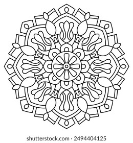diseño simple de mandala con líneas limpias para colorear libro, arte creativo de mandala, diseño de mandala para adultos libro para colorear
