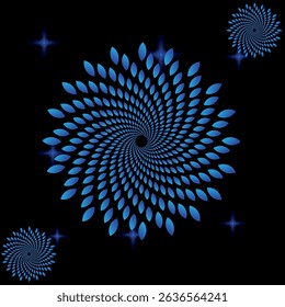 
Simple mandala design with colorful illustrations with black background.

