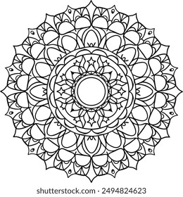 Diseño de mandala simple para colorear. hermoso arte de mandala para colorear libro, diseño de mandala, diseño de patrón de mandala de Vector con dibujado a mano.