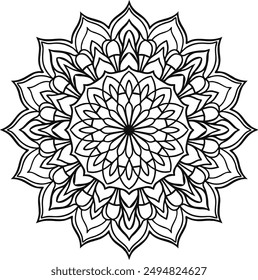 Simple mandala design for coloring. beautiful mandala art for coloring book, mandala design, Vector mandala pattern design with hand drawn.