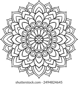 Simple mandala design for coloring. beautiful mandala art for coloring book, mandala design, Vector mandala pattern design with hand drawn.