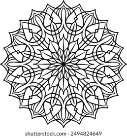 Diseño de mandala simple para colorear. hermoso arte de mandala para colorear libro, diseño de mandala, diseño de patrón de mandala de Vector con dibujado a mano.