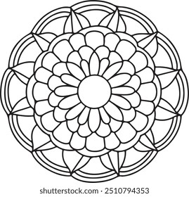 Diseño de mandala simple para colorear. hermoso arte de mandala para colorear libro, diseño de mandala, diseño de patrón de mandala de Vector con dibujado a mano.