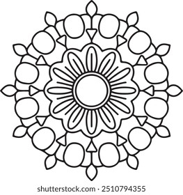 Simple mandala design for coloring. beautiful mandala art for coloring book, mandala design, Vector mandala pattern design with hand drawn.