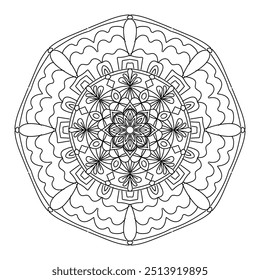 Diseño de mandala simple para colorear. hermoso arte de mandala para colorear libro, diseño de mandala, diseño de patrón de mandala de Vector con dibujado a mano.
