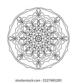 Design de mandala simples para coloração. bela arte de mandala para livro de coloração, design de mandala, design de padrão de mandala de vetor com desenho à mão.