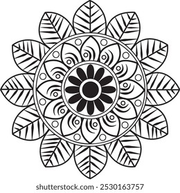 Design de mandala simples para colorir. bela arte de mandala.