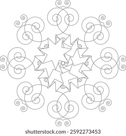 Simple mandala design for coloring, black and white beautiful mandala art for coloring book, mandala design, Vector mandala pattern design with hand drawn.