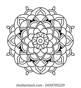 Einfaches Mandala-Design zum Färben der Buchseite, ordentliche und saubere Linien Mandala-Design
