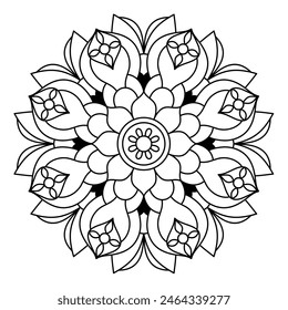 simple mandala design for coloring book, relaxing and simple mandala art, yoga logo design
