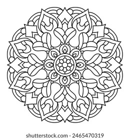 simple mandala design for coloring book, relaxing and simple mandala art
