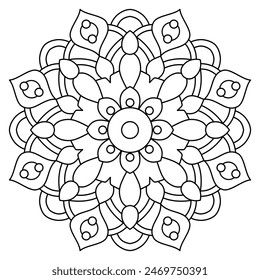 simple mandala design for coloring book, tattoo design, soothing mandala art
