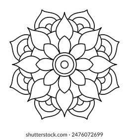 Einfaches Mandala Design für Malbuch, Tattoo Design, Wandkunst, einfache Mandala Art
