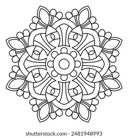 diseño simple de mandala para colorear libro, diseño de tatuaje y henna, arte creativo de mandala, diseño de mandala para adultos libro para colorear
