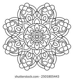 simple mandala design for coloring book, wall art, tattoo design, mandala art for henna design, decorative mandala design
