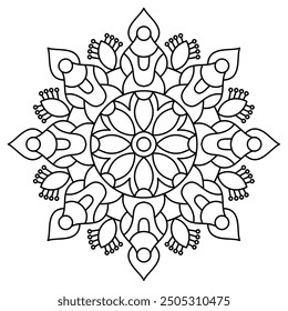 simple mandala design for coloring book, henna design and wall art, stylish mandala art
