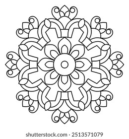 design de mandala simples para livro de coloração, tatuagem e design de hena, arte criativa de mandala, design de mandala para adultos e crianças livro de coloração

