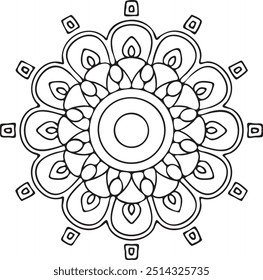 einfaches Mandala-Design zum Färben von Buch, Wandkunst, einfache Mandala-Kunst orientalisches Muster