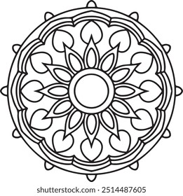 simple mandala design for coloring book, tattoo design, wall art, simple mandala art