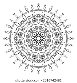 Diseño simple del mandala para colorear el libro, diseño del tatuaje, arte de la pared, arte simple del mandala