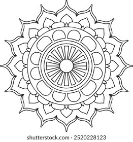Diseño simple del mandala para colorear el libro, diseño del tatuaje, arte de la pared, arte simple del mandala