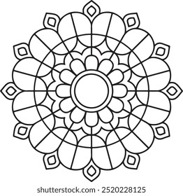 design de mandala simples para livro de coloração, design de tatuagem, arte de parede, arte de mandala simples