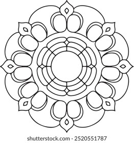 design de mandala simples para livro de coloração, design de tatuagem, arte de parede, arte de mandala simples