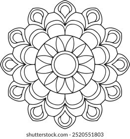 design de mandala simples para livro de coloração, design de tatuagem, arte de parede, arte de mandala simples