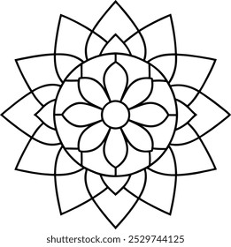 Einfaches Mandala-Design zum Färben von Büchern, Tattoo-Design, Wandkunst, einfache Mandala-Kunst