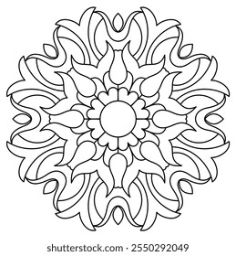 design de mandala simples para colorir página do livro, arte de mandala criativo para arte de parede, design de hena
