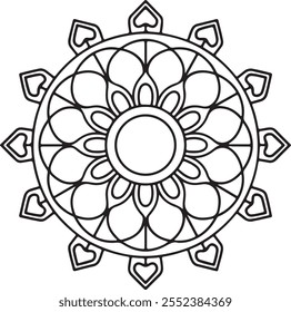 Diseño de mandala simple para colorear libro, tatuaje y diseño de henna, arte creativo de mandala, diseño de mandala para adultos libro para colorear