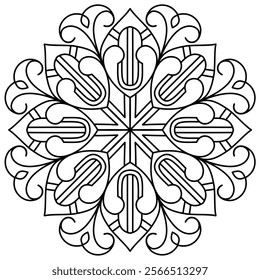 simple mandala design for coloring book page , creative mandala art for wall art
