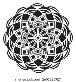 Simple mandala design for coloring book, with hand drawn.