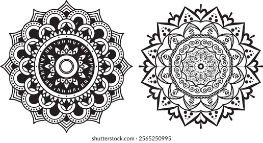 Simple mandala design for coloring. Geometric ornamental mandalas. Mandala flower asset of decorative mandala flowers. collection of ornamental mandala pattern