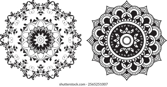 Simple mandala design for coloring. Geometric ornamental mandalas. Mandala flower asset of decorative mandala flowers. collection of ornamental mandala pattern