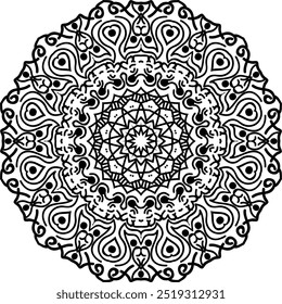 Simple mandala design silhouette vector style with white background