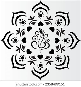 simple mandala design wit Lord ganesha design
