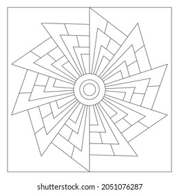 Simple Mandala Designs to color  Easy coloring pages for seniors  Composition 10 fold rotational symmetry triangular shapes in tile square form  Tile pattern in EPS8 file  
