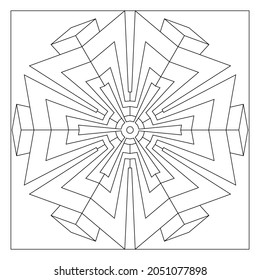 Simple Mandala Designs to color  Easy coloring pages for seniors  Composition 6 fold rotational symmetry various shapes paper sheets square form  Tile pattern in EPS8 file  