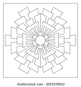 Simple Mandala Designs to color  Easy coloring pages for seniors  Floral drawing from 6 fold rotational symmetry various shapes in hexagonal form  Tile pattern in EPS8 file  