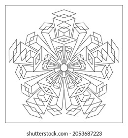 Simple Mandala Designs to color  Easy coloring pages for seniors  Pentagonal star drawing from 5 fold rotational symmetry rectangular 3D shapes  Tile pattern in EPS8 file  #330