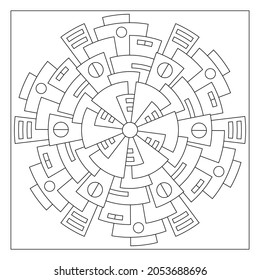 Simple Mandala Designs to color  Easy coloring pages for seniors  Hexagonal drawing from 6 fold rotational symmetry various shapes  Tile pattern in EPS8 file  #331