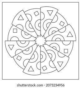 Simple mandala designs to color  Easy coloring pages  Abstract circular illustration  Geometric composition  Black   white patterns  EPS8 file  Coloring  #362
