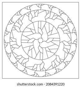 Einfache mandala Designs zu färben. Einfache Farbseiten für Erwachsene. 3 gecrackte Discs Illustration im Line Art Stil. Schwarz auf weißen Mustern. EPS8-Datei. Färben - Nr. 413