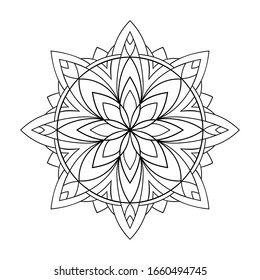 Easy Mandala Mandalas Flower Coloring Page Stock Illustration ...