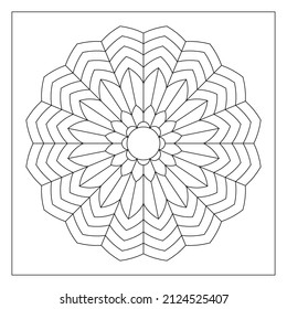 Simple mandala flower. Easy coloring pages for adults. 